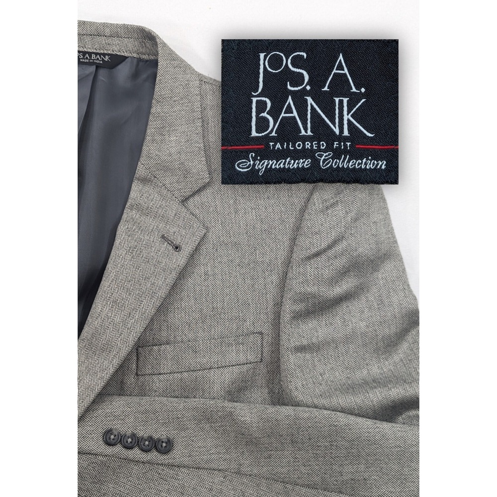 Jos. A. Bank Signature Blazer Sport Coat Suit Jacket Silk LambsWool 44L 48" EUC